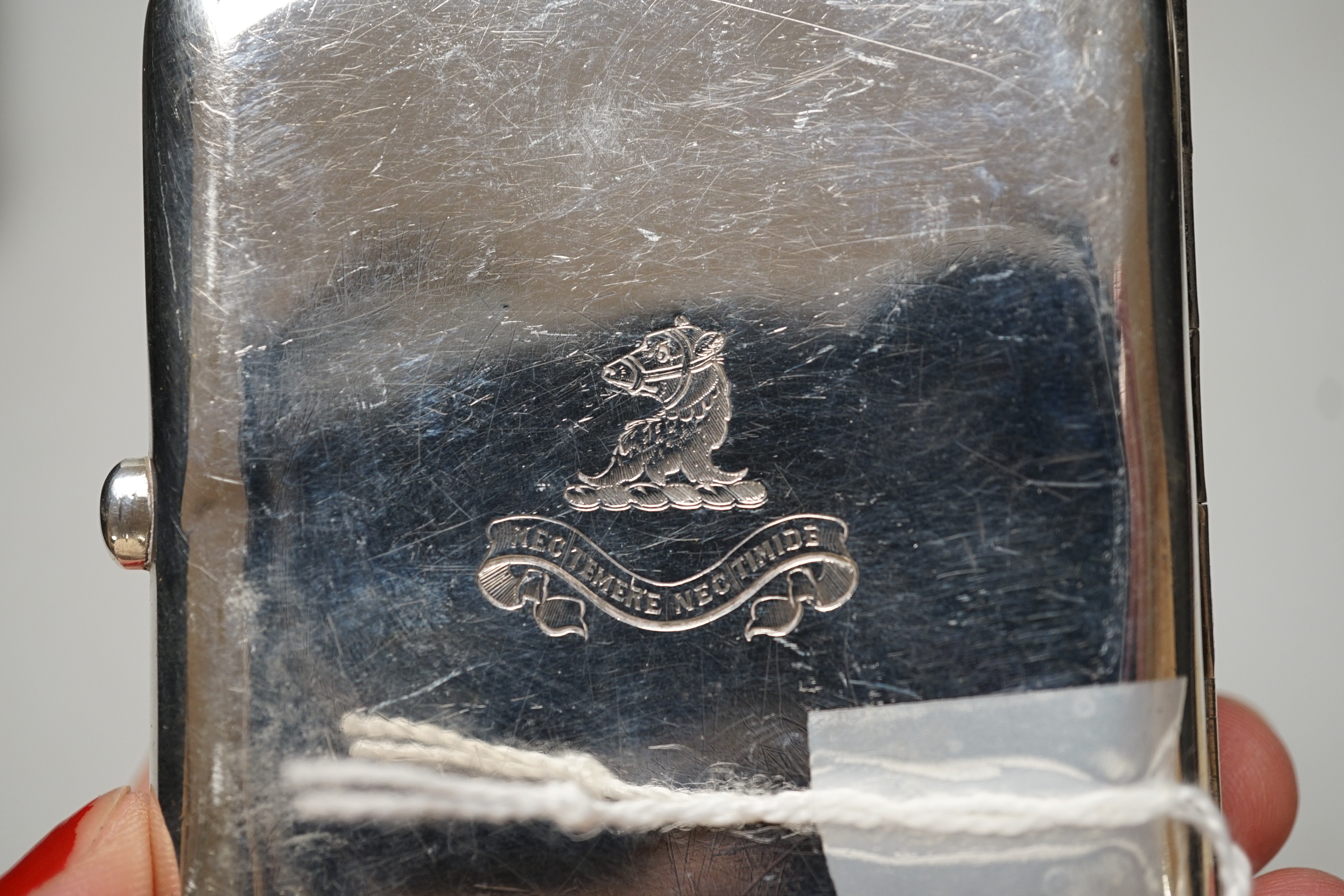 A late Victorian silver and enamelled cigarette case, London, 1896, 82mm.
